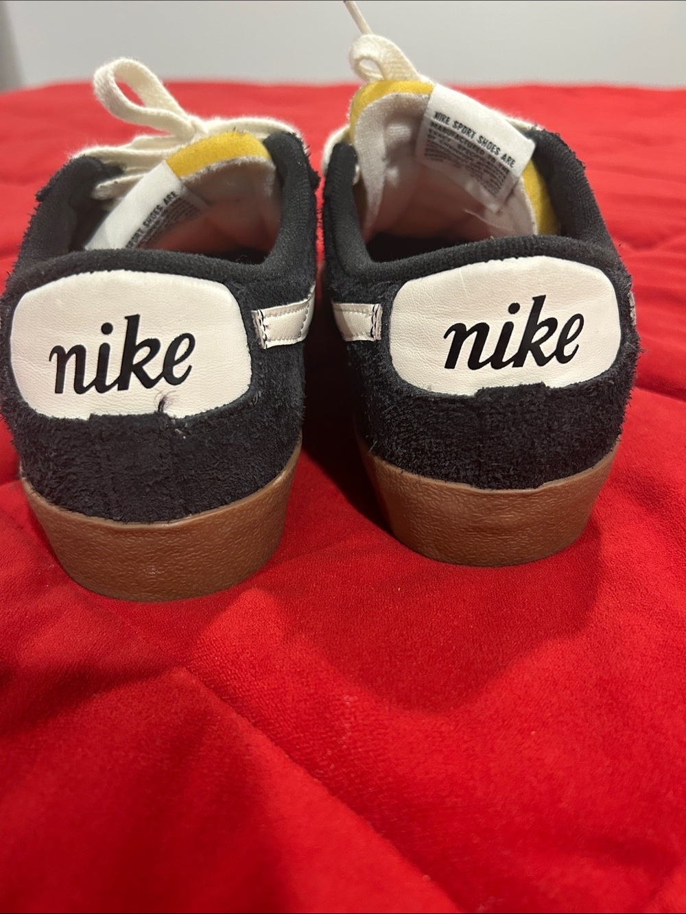 Nike Black Suede Low-Top Sneakers with White Swoosh and Gum Sole - Picture 3 of 8